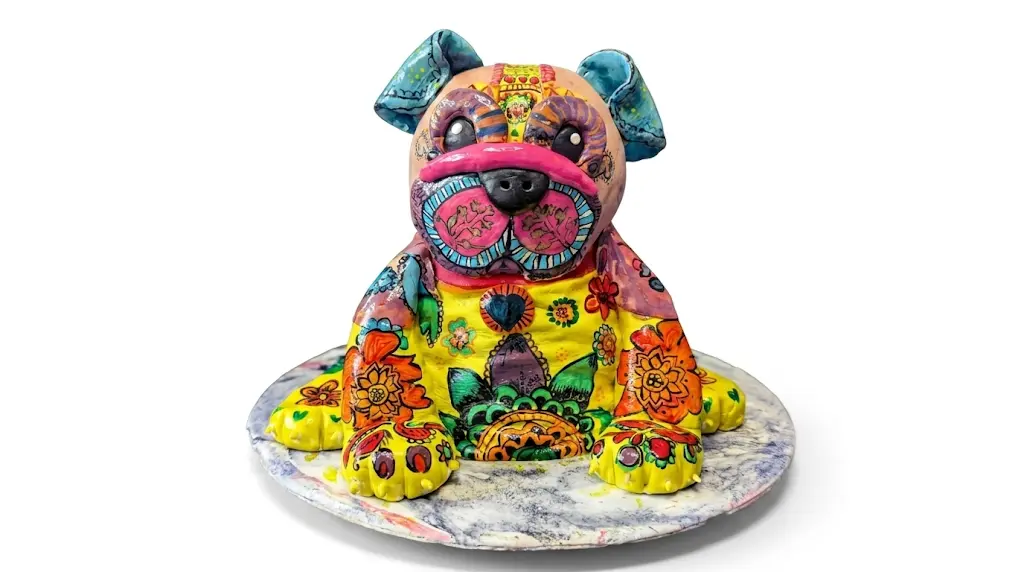 Hand-Painted Folk Art Dog
